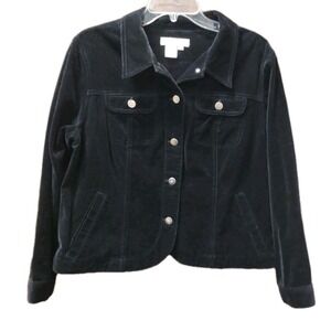Coldwater‎ Creek Jeans Jacket Sz Small Woman Black Velvety Cotton Coat Topper